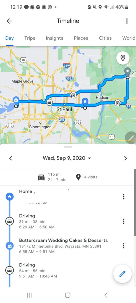 Google Maps Timeline