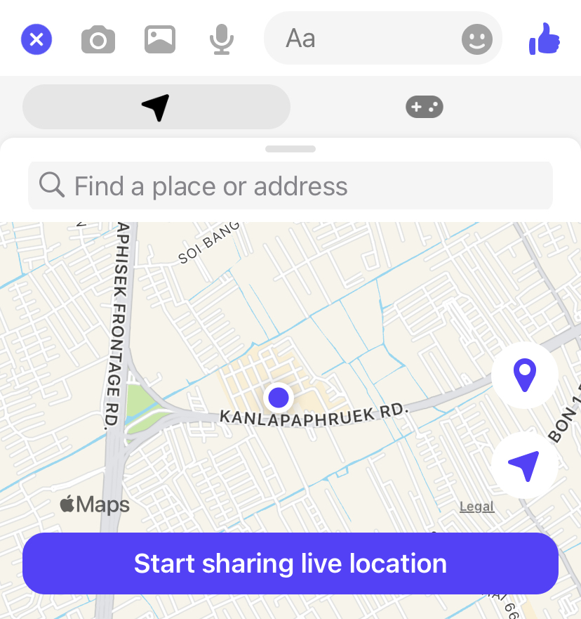 คลิก Start sharing live location