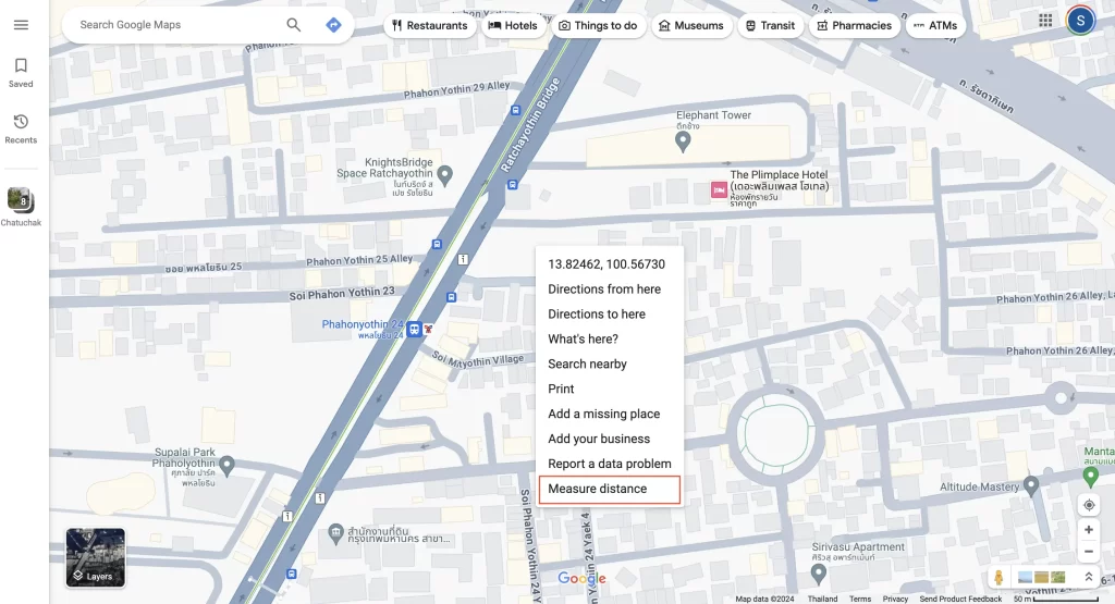 คลิกวัดระยะทาง Google Maps ผ่านเว็บไซต์