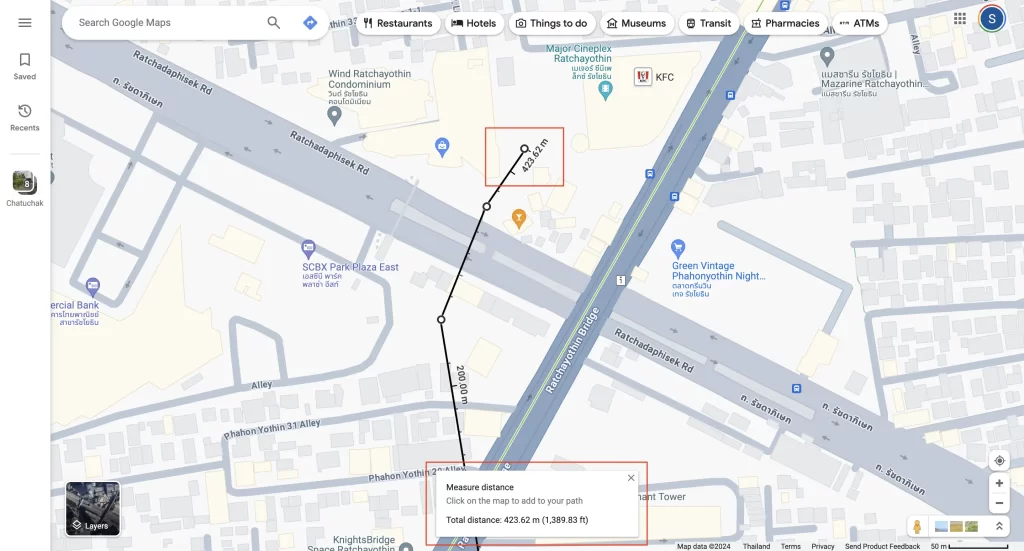 แสดงการวัดระยะทาง Google Maps บนเว็บไซต์
